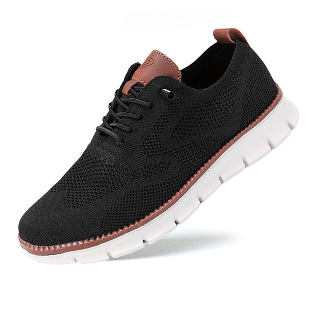 Baskets homme de ville, semelle amortissante, demi-pointures, noir