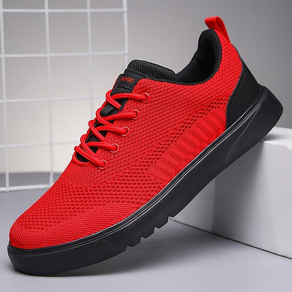 Baskets homme légères en tissu respirant, semelle souple, rouge foncé