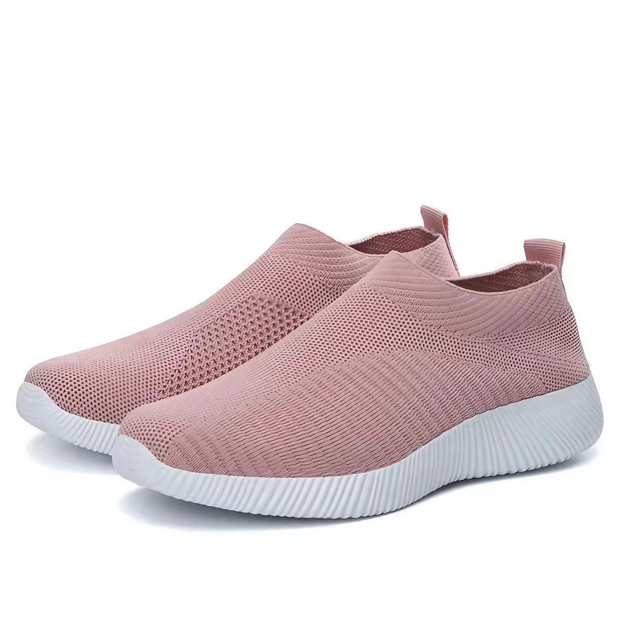 Baskets légères femme en tissu élastique, semelle antidérapante, rose
