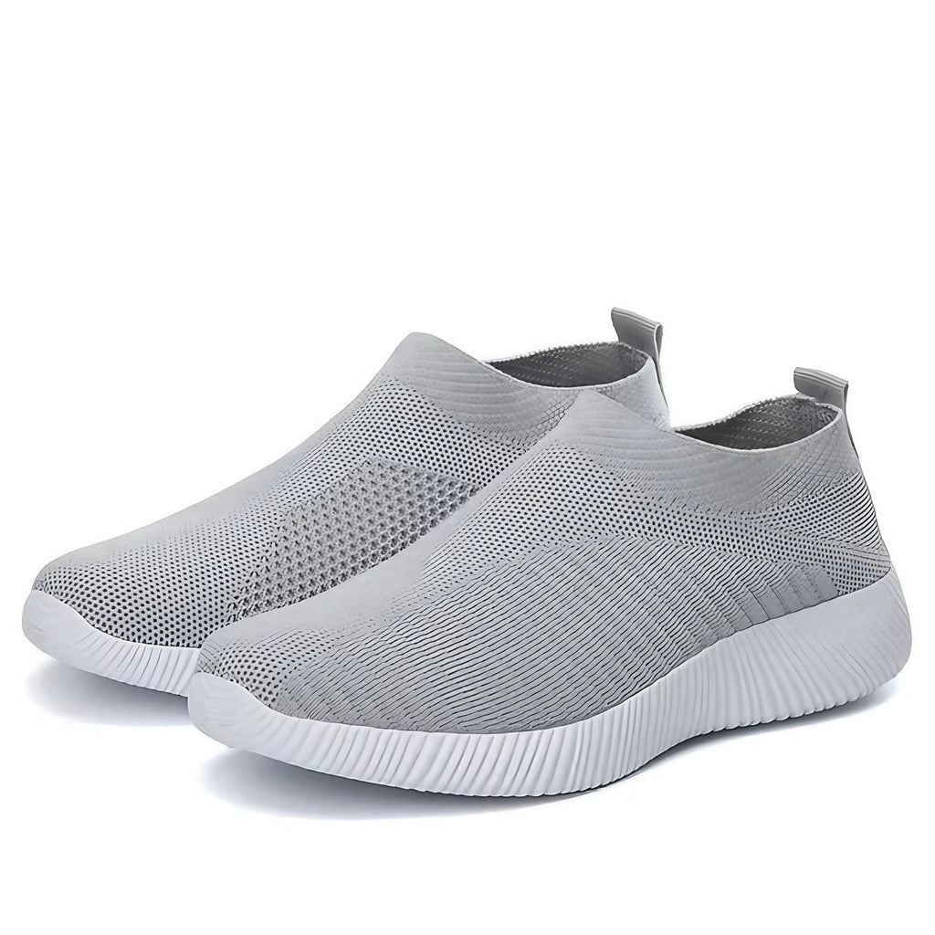 Baskets légères femme en tissu élastique, semelle antidérapante, gris