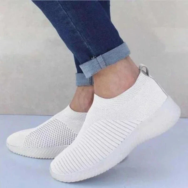 Baskets légères femme en tissu élastique, semelle antidérapante