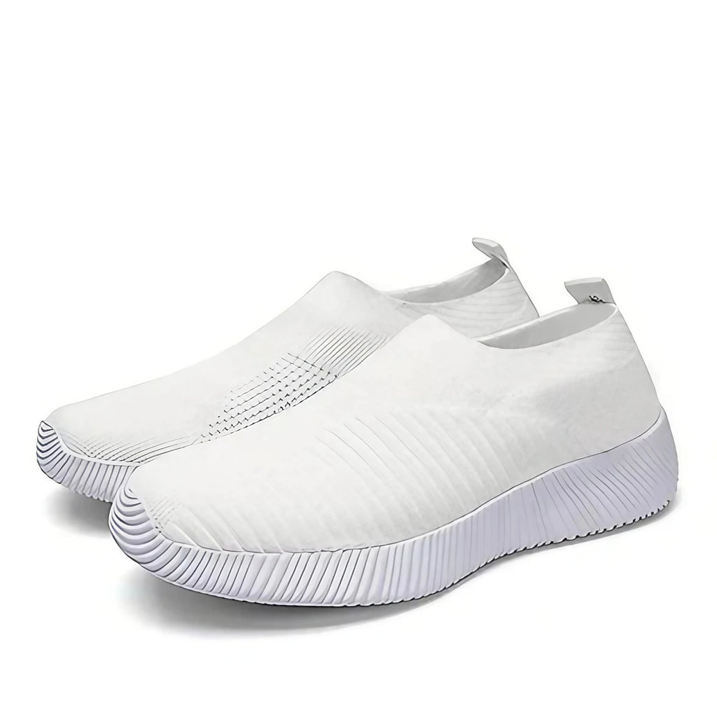 Baskets légères femme en tissu élastique, semelle antidérapante, blanc