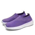 Baskets légères femme en tissu élastique, semelle antidérapante, violet