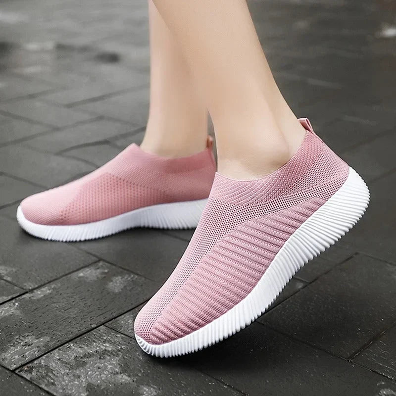Baskets légères femme en tissu élastique, semelle antidérapante
