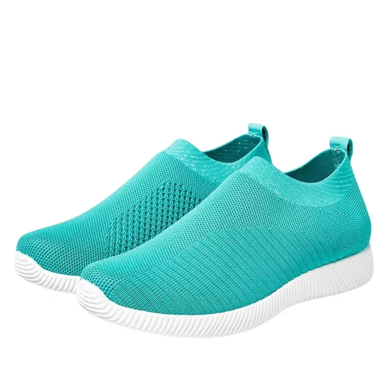 Baskets légères femme en tissu élastique, semelle antidérapante, vert
