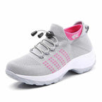 Baskets orthopédiques femme à enfiler, tige en maille extensible, gris