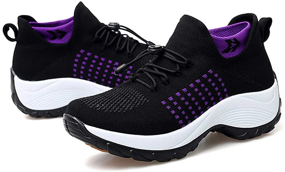 Baskets orthopédiques femme à enfiler, tige en maille extensible