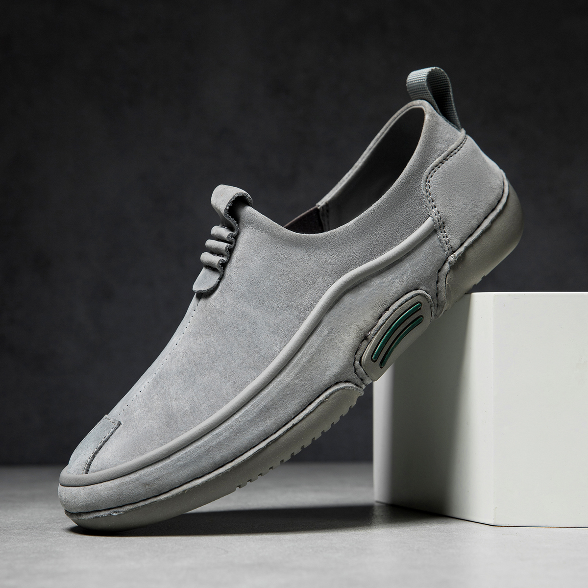 Baskets homme légères sans lacets, à enfiler, kaki ou gris, gris