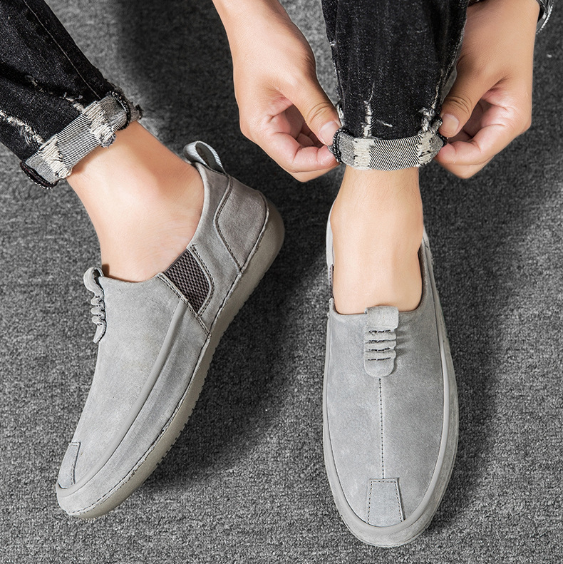 Baskets homme légères sans lacets, à enfiler, kaki ou gris