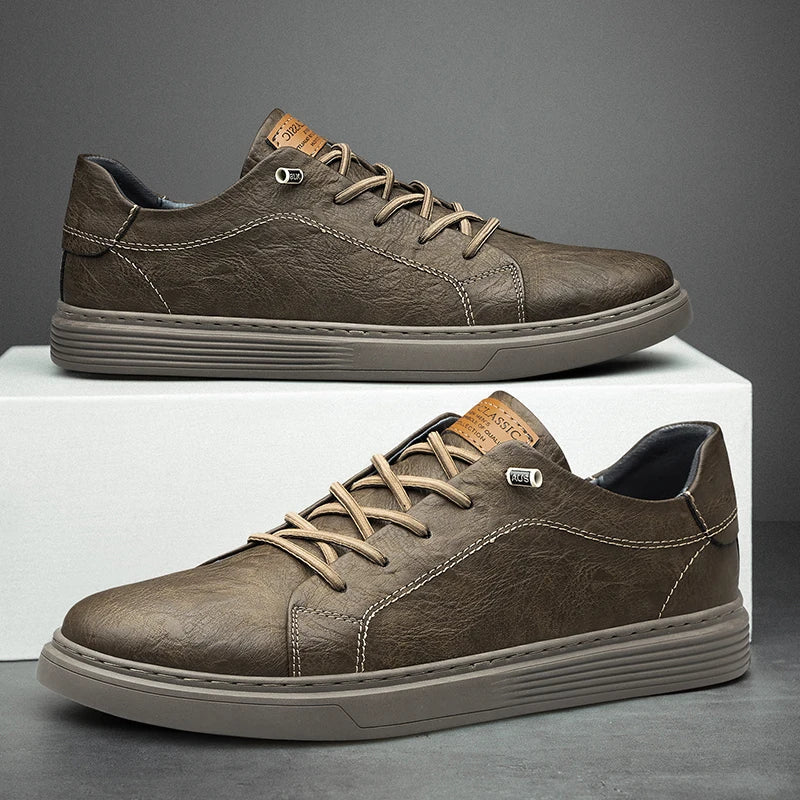 Baskets homme de ville à lacets, noir, blanc ou marron, marron