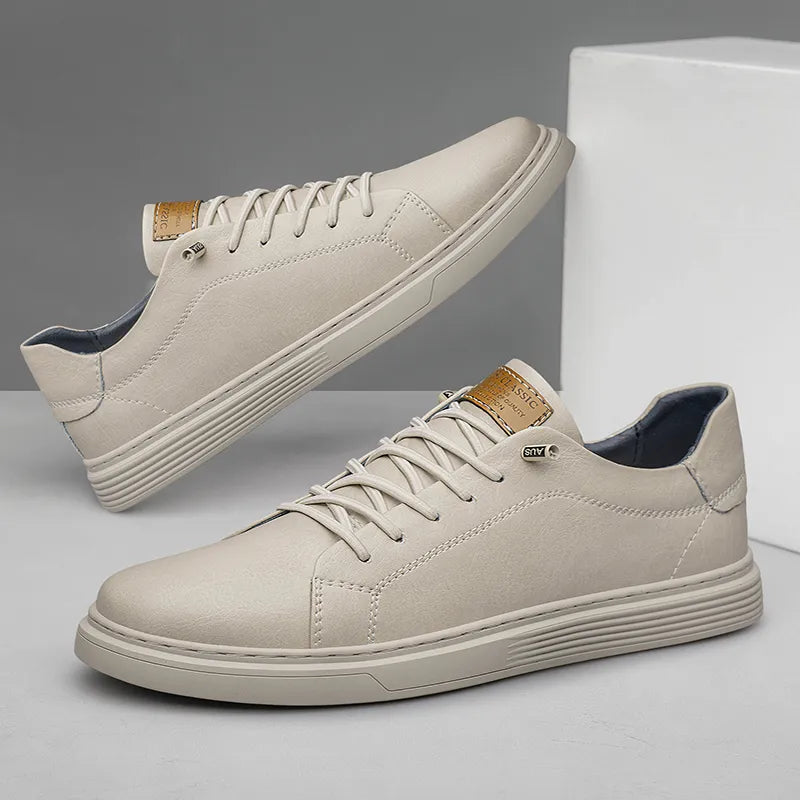 Baskets homme de ville à lacets, noir, blanc ou marron, blanc
