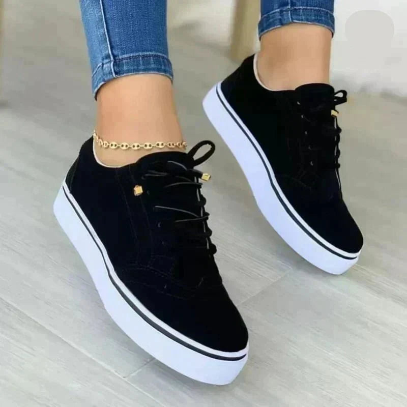 Baskets orthopédiques femme à lacets, semelle amortie, 36 au 43, noir