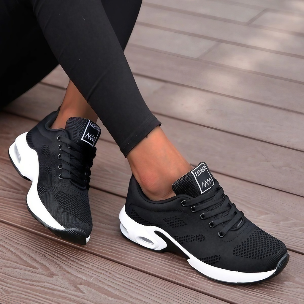 Baskets orthopédiques femme légères à lacets, six coloris, noir