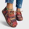 Baskets orthopédiques femme légères à lacets, détails colorés, rouge