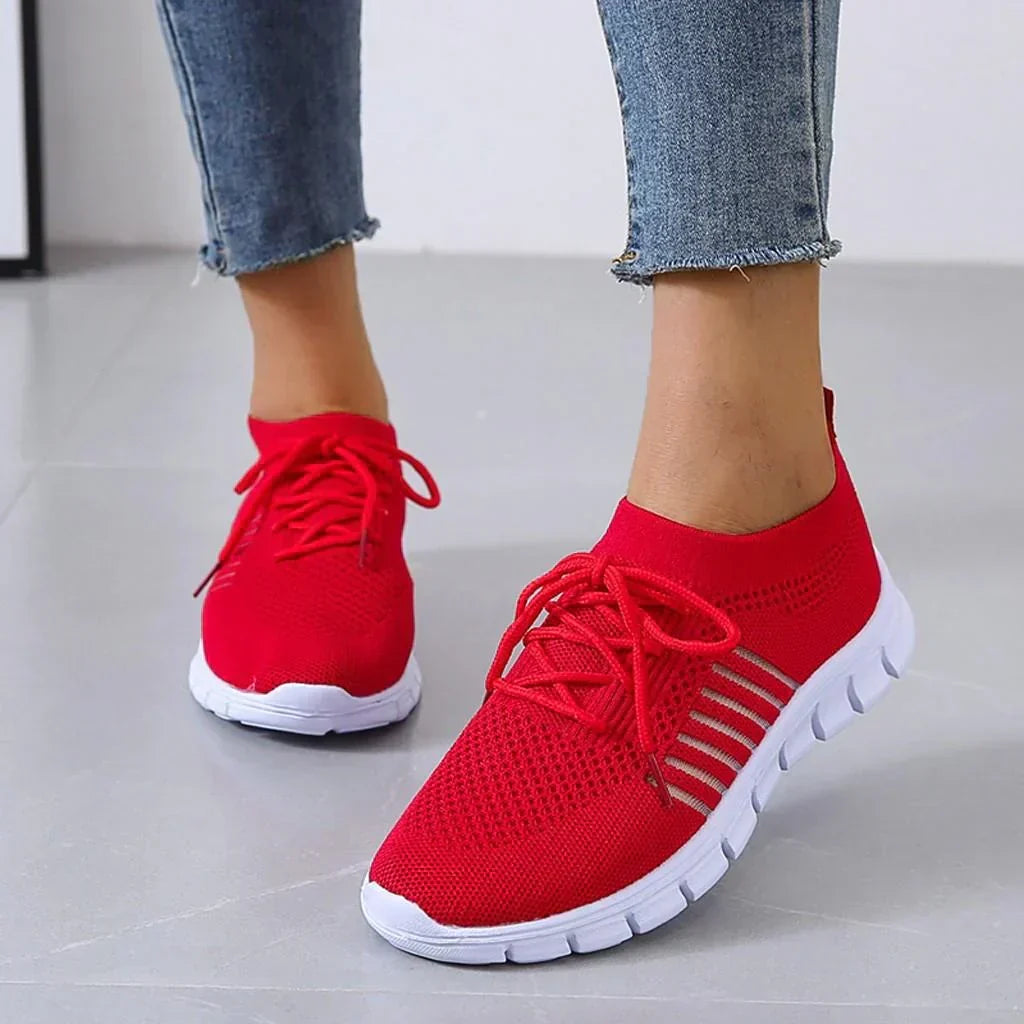 Baskets orthopédiques femme, semelle amortie, sept coloris, rouge