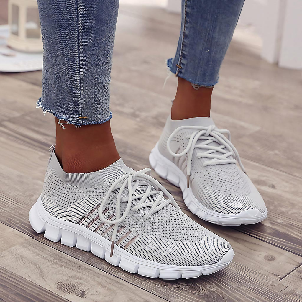 Baskets orthopédiques femme, semelle amortie, sept coloris, gris