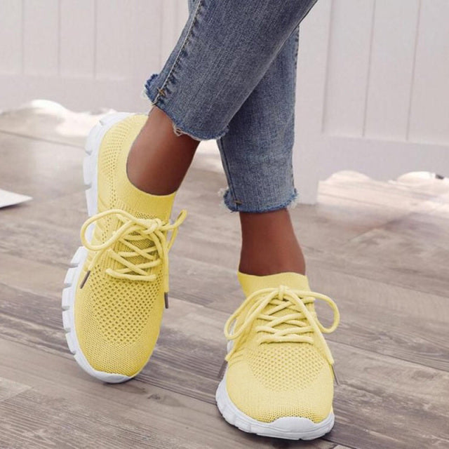 Baskets orthopédiques femme, semelle amortie, sept coloris, jaune