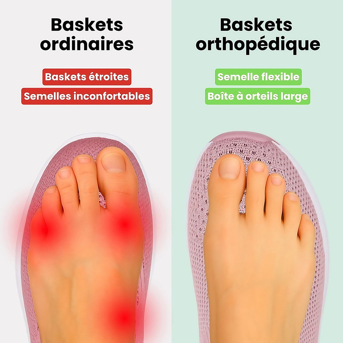 Baskets orthopédiques femme à semelle amortissante, du 35 au 41