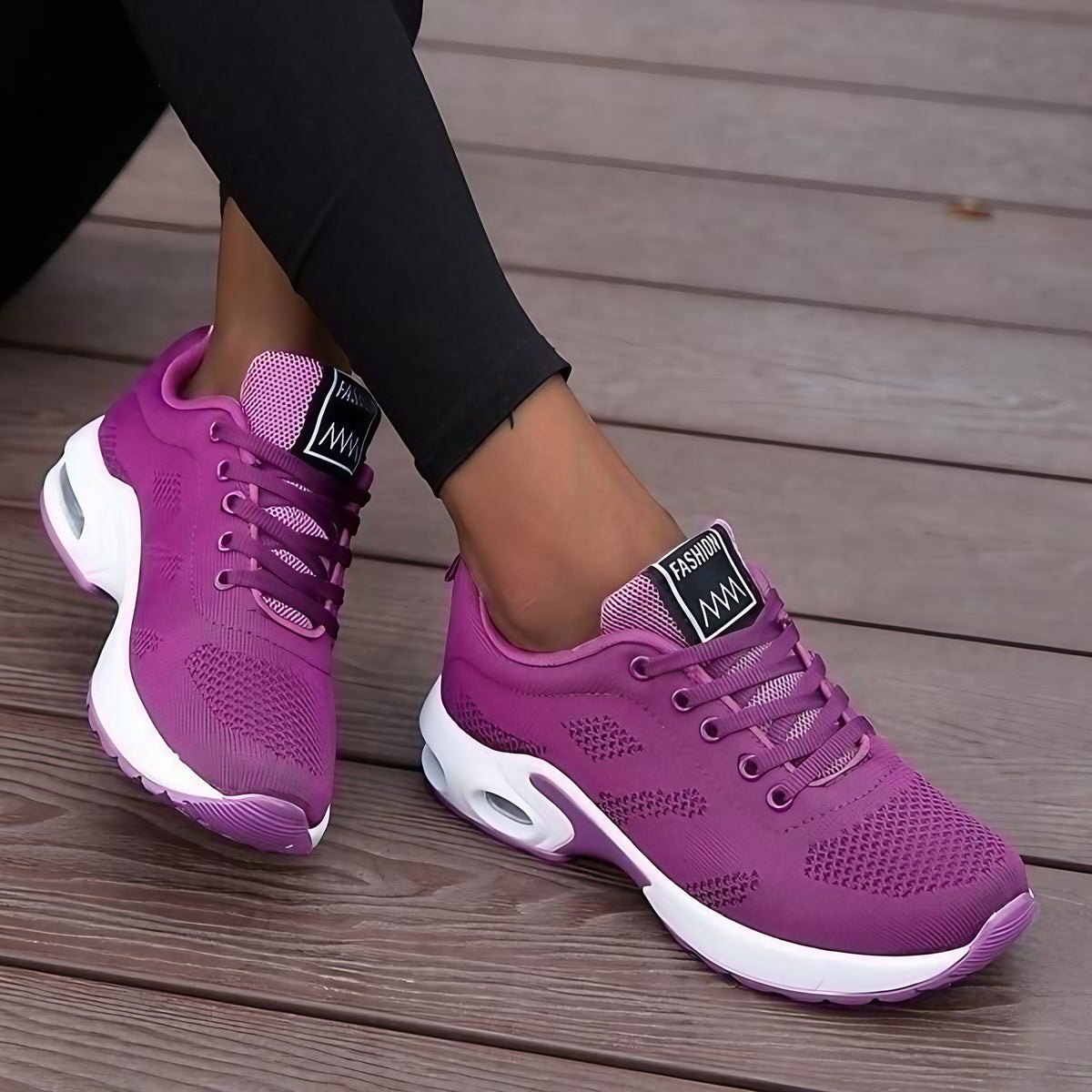 Baskets orthopédiques femme, semelle gel amovible de 4 cm, pourpre