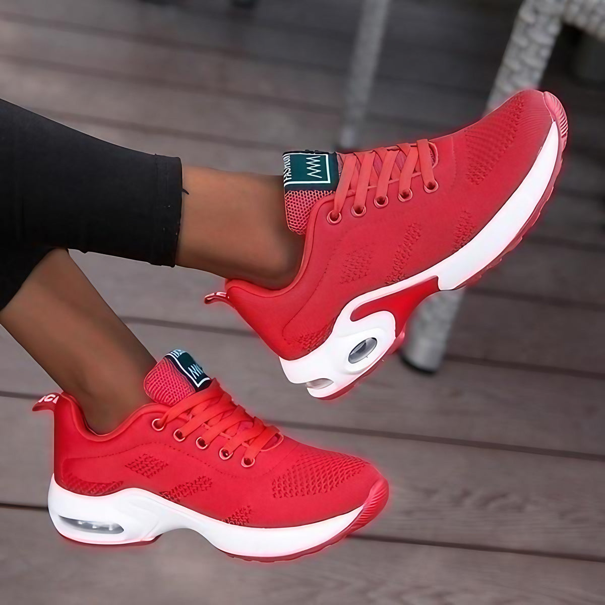 Baskets orthopédiques femme, semelle gel amovible de 4 cm, rouge