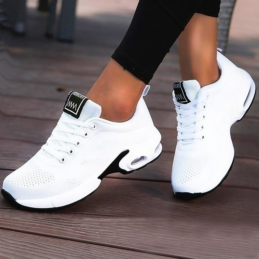 Baskets orthopédiques femme, semelle gel amovible de 4 cm, blanc