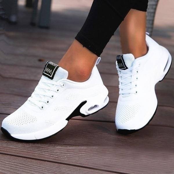Baskets orthopédiques femme, semelle gel amovible de 4 cm, blanc