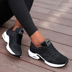 Baskets orthopédiques femme, semelle gel amovible de 4 cm, noir