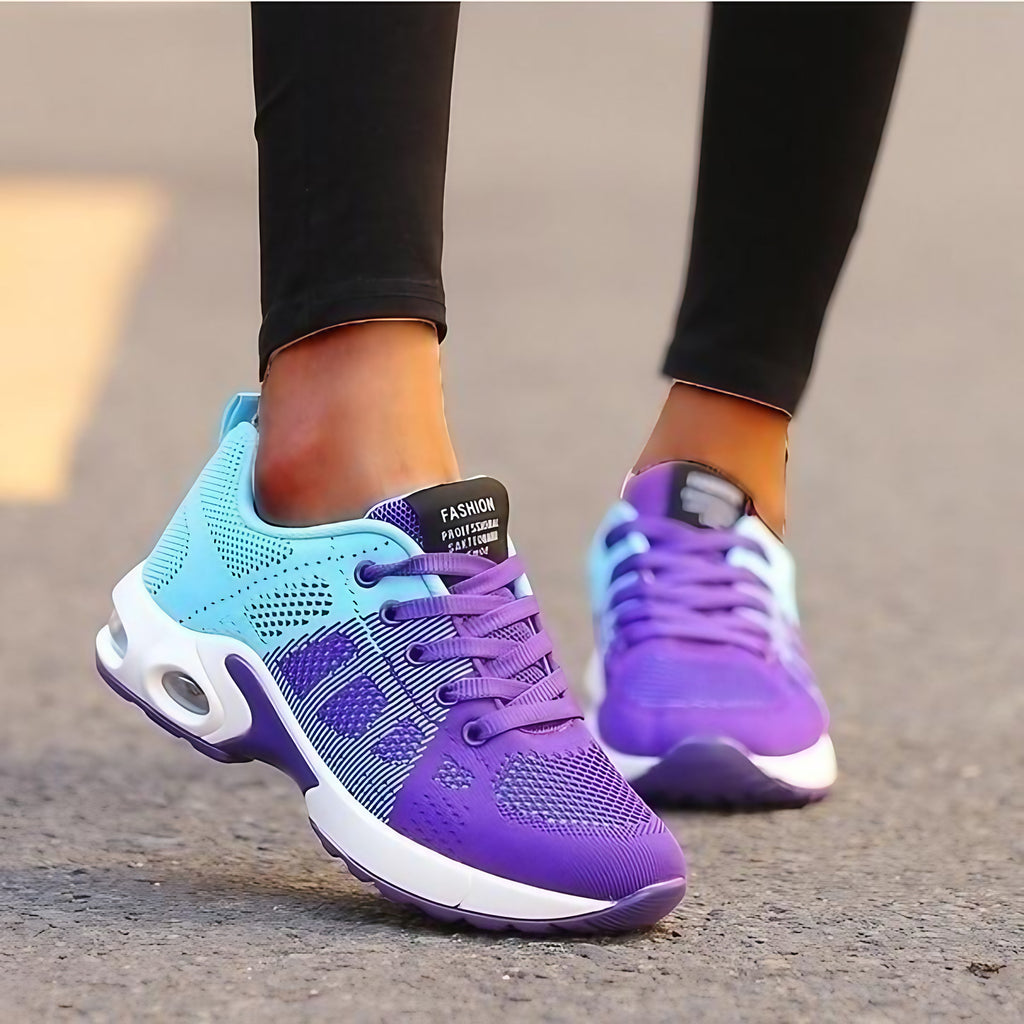 Baskets orthopédiques femme, semelle gel amovible de 4 cm, bleu lilas