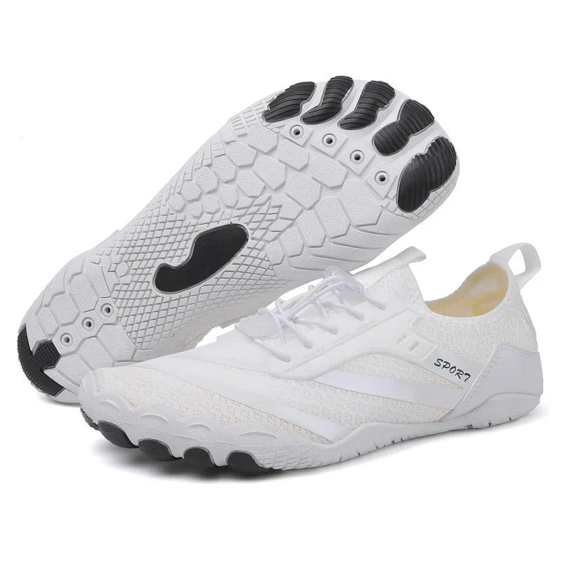 Chaussures aquatiques pieds nus mixtes, séchage rapide, blanc