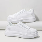 Baskets plateforme femme à lacets, broderie fleurie, 3 cm, blanc et argenté