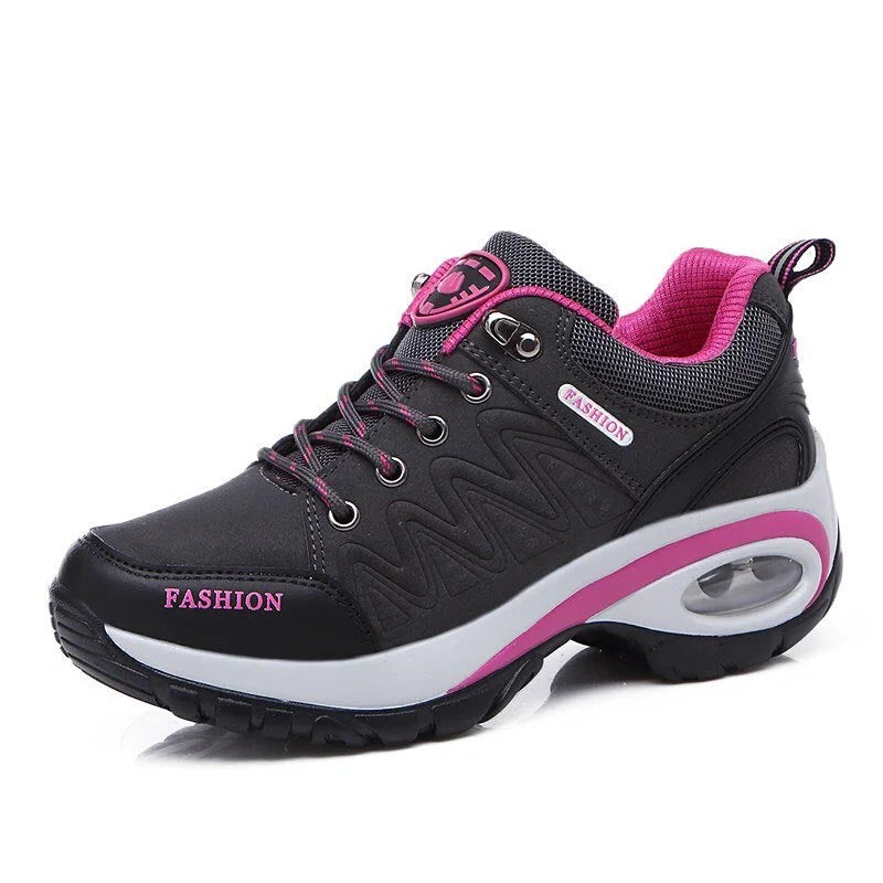 Baskets à plateforme femme, semelle intérieure amovible, gris foncé