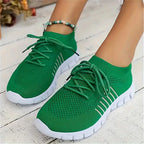 Baskets femme à enfiler sans lacets, légères, sept coloris, vert
