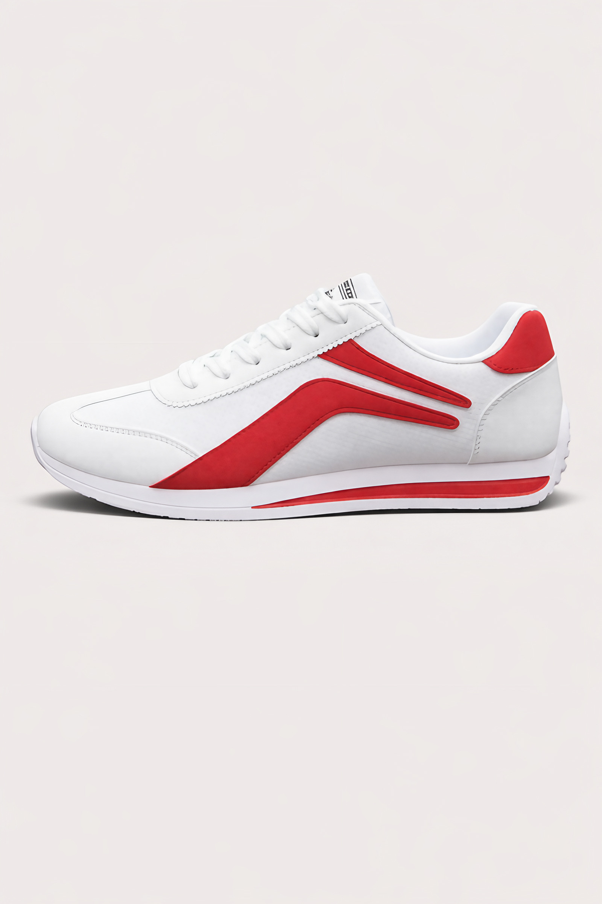 Baskets rétro homme basses à semelle plate en caoutchouc, blanc et rouge