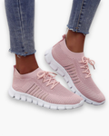 Baskets femme respirantes, semelle coussinée, sept coloris, rose
