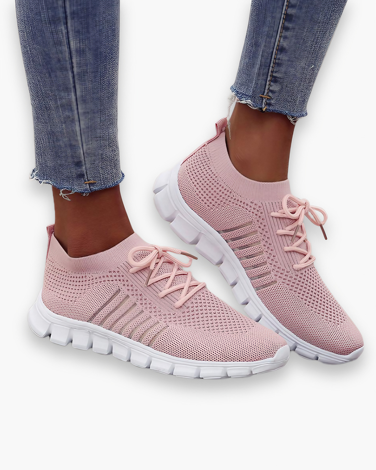 Baskets femme respirantes, semelle coussinée, sept coloris, rose