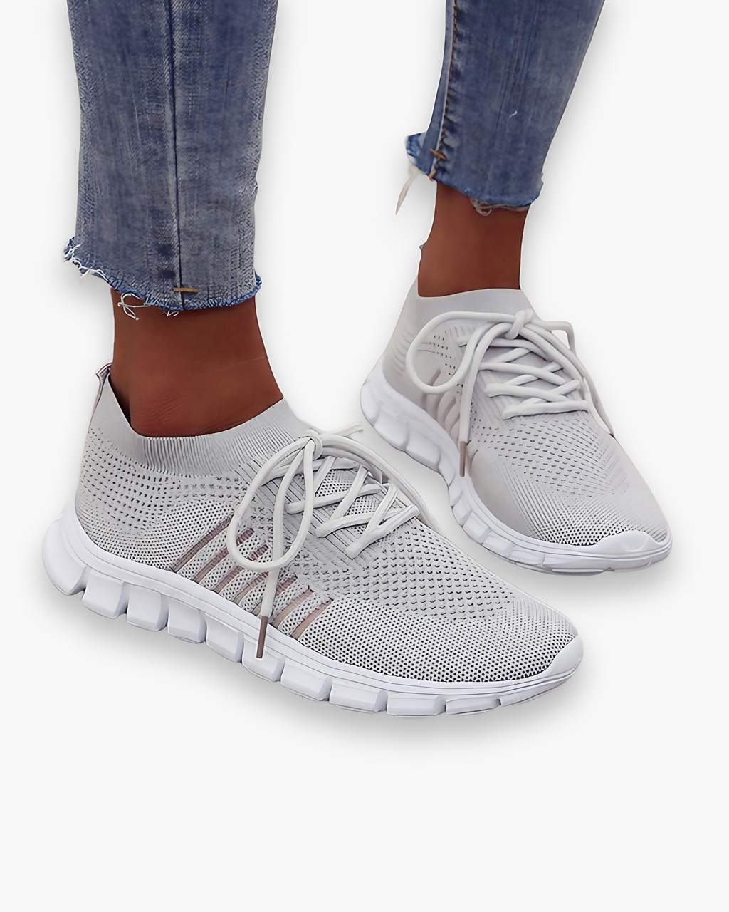 Baskets femme respirantes, semelle coussinée, sept coloris, gris