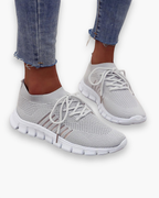 Baskets femme respirantes, semelle coussinée, sept coloris, gris