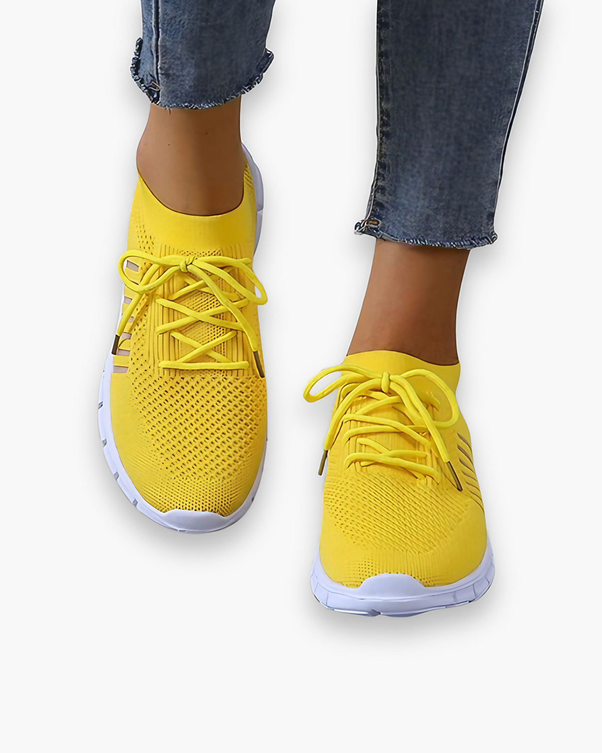 Baskets femme respirantes, semelle coussinée, sept coloris, jaune
