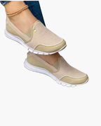 Baskets femme sans lacets à enfiler, semelle souple, beige