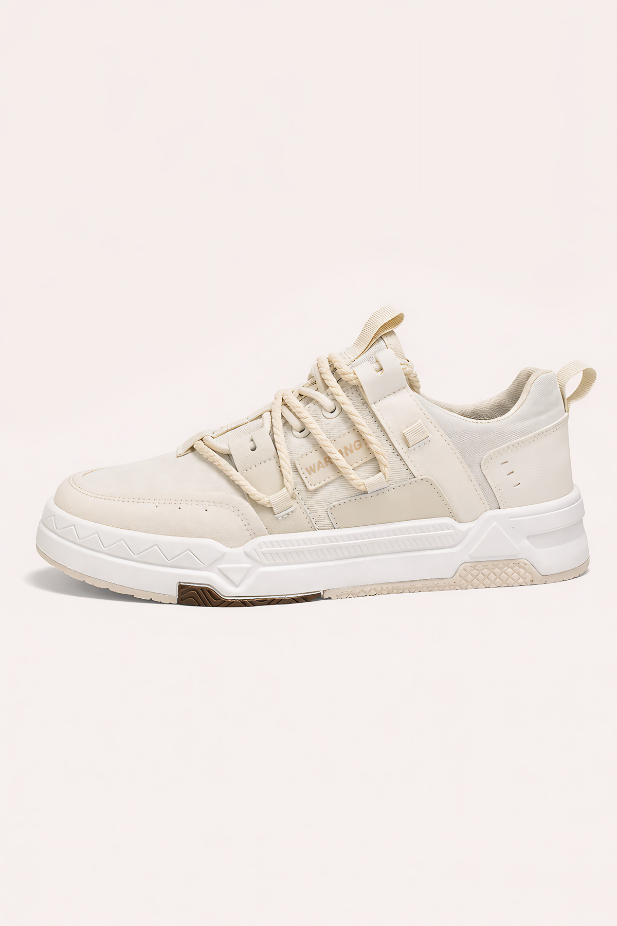 Baskets sportives homme à base épaisse, beige ou beige et vert