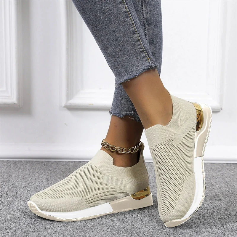 Baskets femme à enfiler en maille, sans lacets, cinq coloris