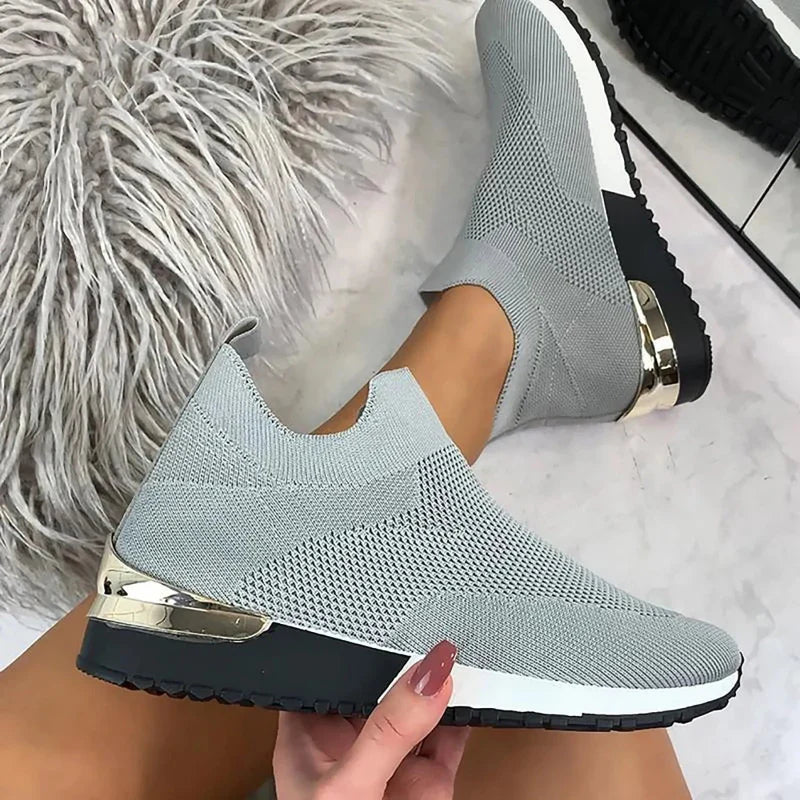 Baskets femme à enfiler en maille, sans lacets, cinq coloris