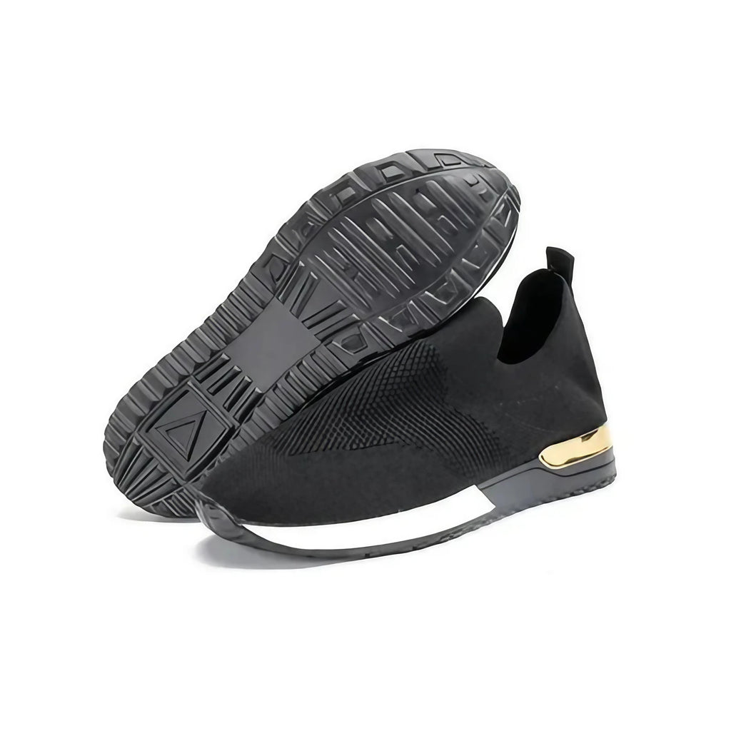 Baskets femme à enfiler en maille, sans lacets, cinq coloris, noir