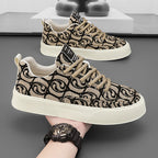 Baskets homme à motif jacquard, coupe basse, quatre coloris, noir