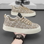 Baskets homme à motif jacquard, coupe basse, quatre coloris, beige
