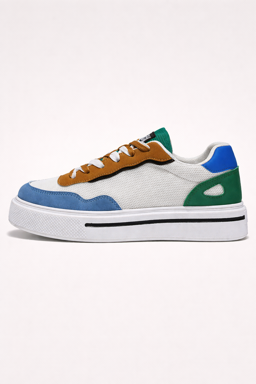 Baskets homme multicolores à semelle compensée, embout protégé