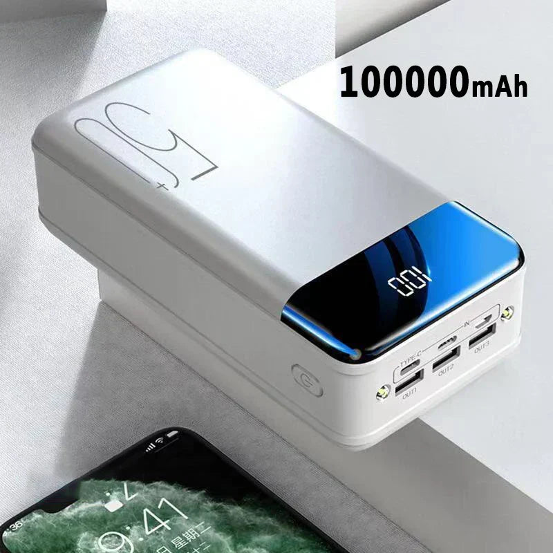 Batterie externe 30000 mAh, ports USB-C, USB-A et sortie DC
