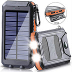 Batterie externe solaire 10 000 mAh, étanche IP65, lampe LED