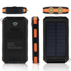 Batterie externe solaire 10 000 mAh, étanche IP65, lampe LED