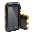 Batterie externe solaire 2 ports USB, lampe LED et boussole, orange